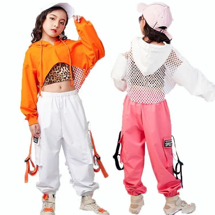 ダンス衣装 ショート丈 キッズダンス衣装 ガールズ パーカー 長袖 ヒップホップ 子供用 ジュニア ジャズダンス 女の子 へそ出し ダンスウェア メッシュトップス