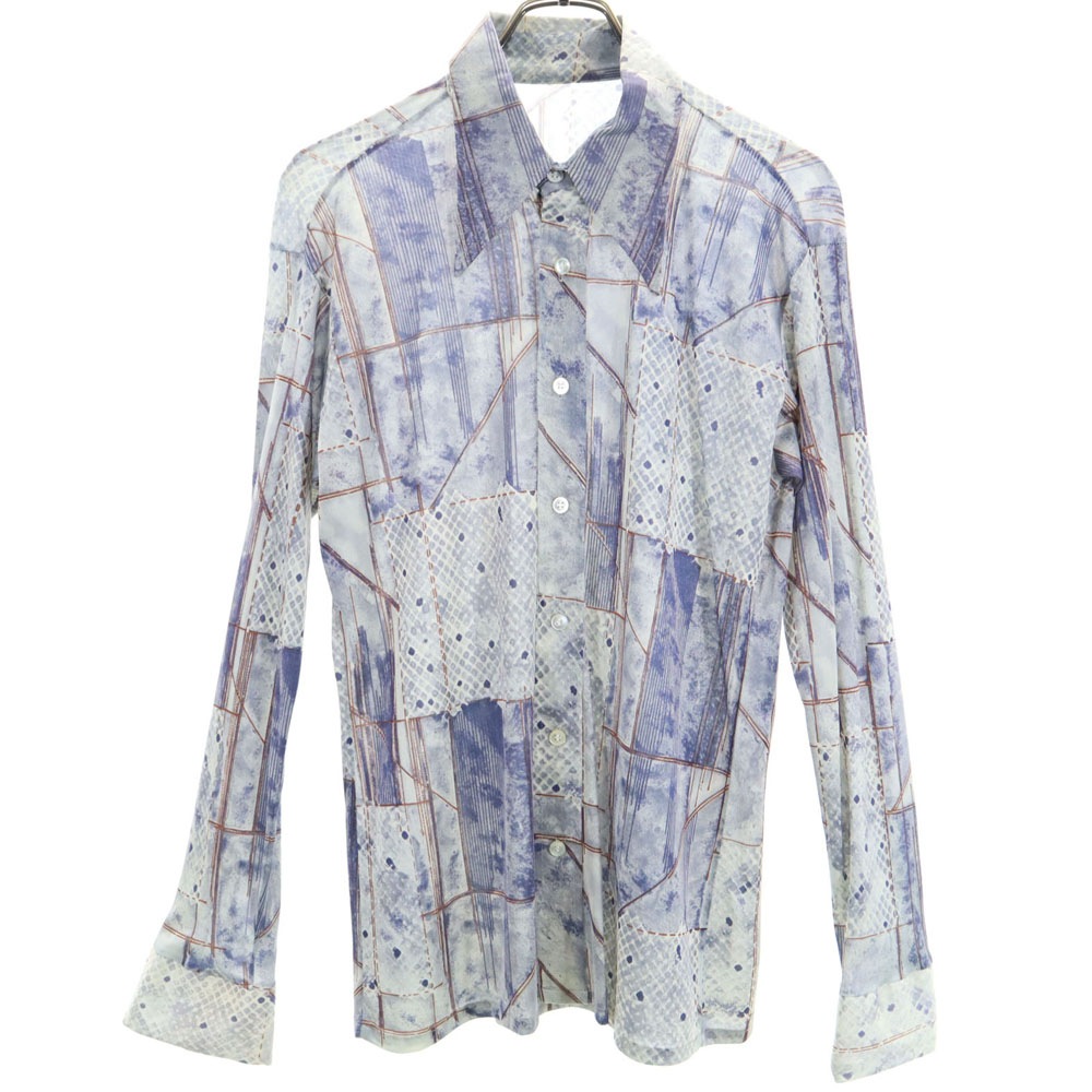 ヴィンテージ 70s 総柄 長袖 シャツ ネイビー系 VINTAGE メンズ 5,051円