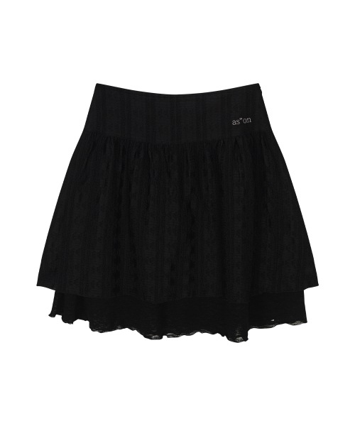 【AS"ON】 LACY CHECK SKIRT / BLACK 正規品