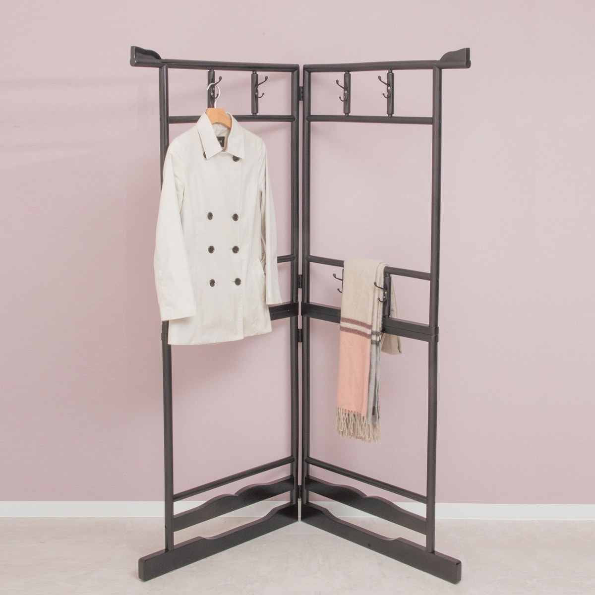 衣桁 2段 木製 和装ハンガーラック 高さ172.5cm ハンガーラック 和装 衣紋掛け 着物ハンガー コートハンガー きものハンガー フック付 折り畳み えもん掛け 収納 和風家具
