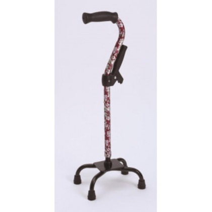 フジホーム ステッキ 杖 四点杖 補助グリップ付 花柄赤 WB3801