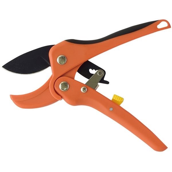 力のいらない 剪定鋏/剪定ばさみ 全長18cm 刃渡り4.5cm 収納ポーチ 安全ストッパー付き フッ素樹脂加工 ラチェット