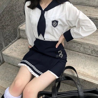 新純欲韓国制服韓国制服レースパッケージ腰スカート春秋長袖シャツjkスーツツーピース今日は30パーセント