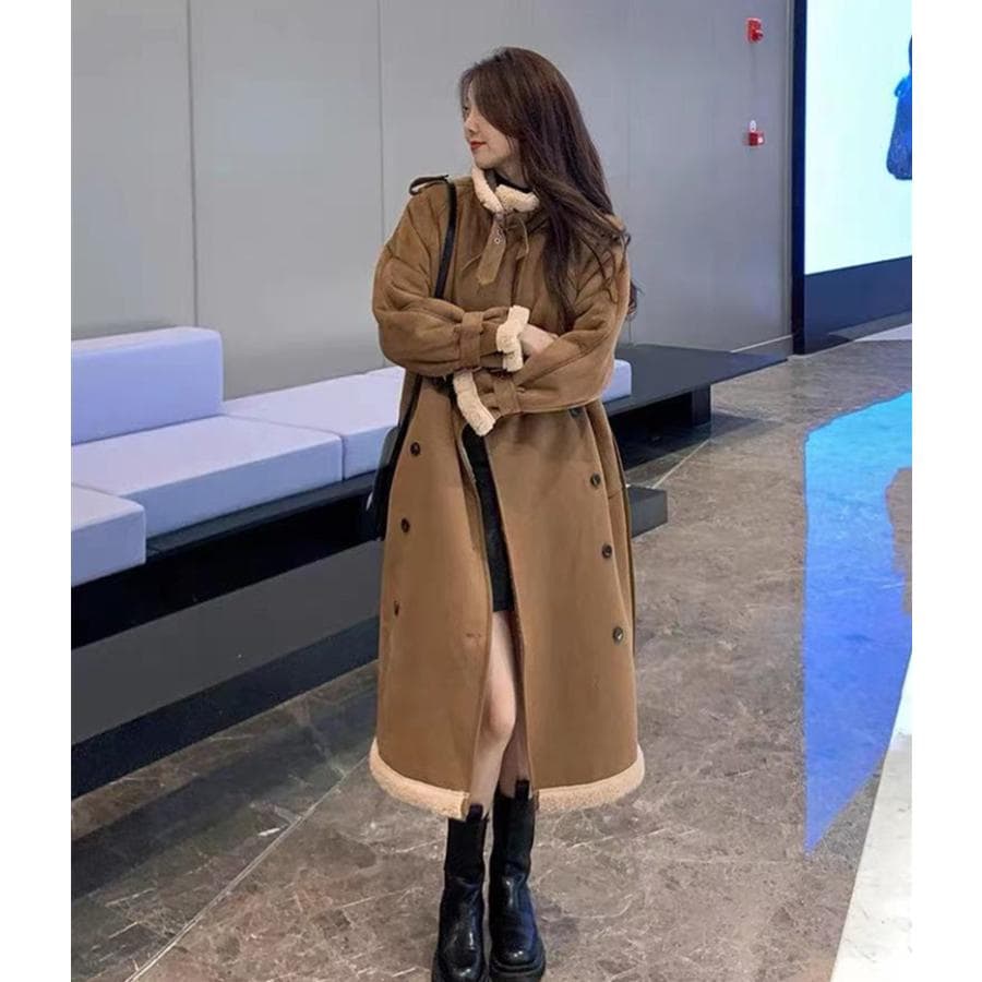 ボアスイッチングコート ライダース ジャケット レディース アウター ボア ブルゾン 裏起毛 おしゃれ 防寒 ゆったり 暖かい 毛皮コート モコモコ 6,019円