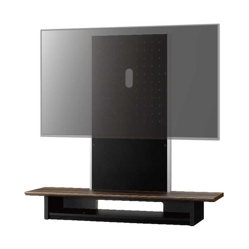 朝日木材　40～65インチ対応 テレビスタンド Swing(ラック付き・壁寄せタイプ) ダークブラウン木目　AS-WG1200