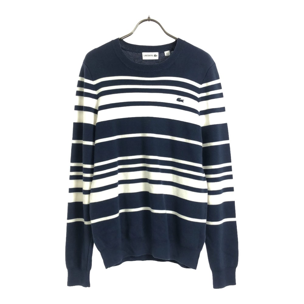 ボーダー柄 長袖 コットン ニット XS ネイビー×ホワイト セーター メンズ