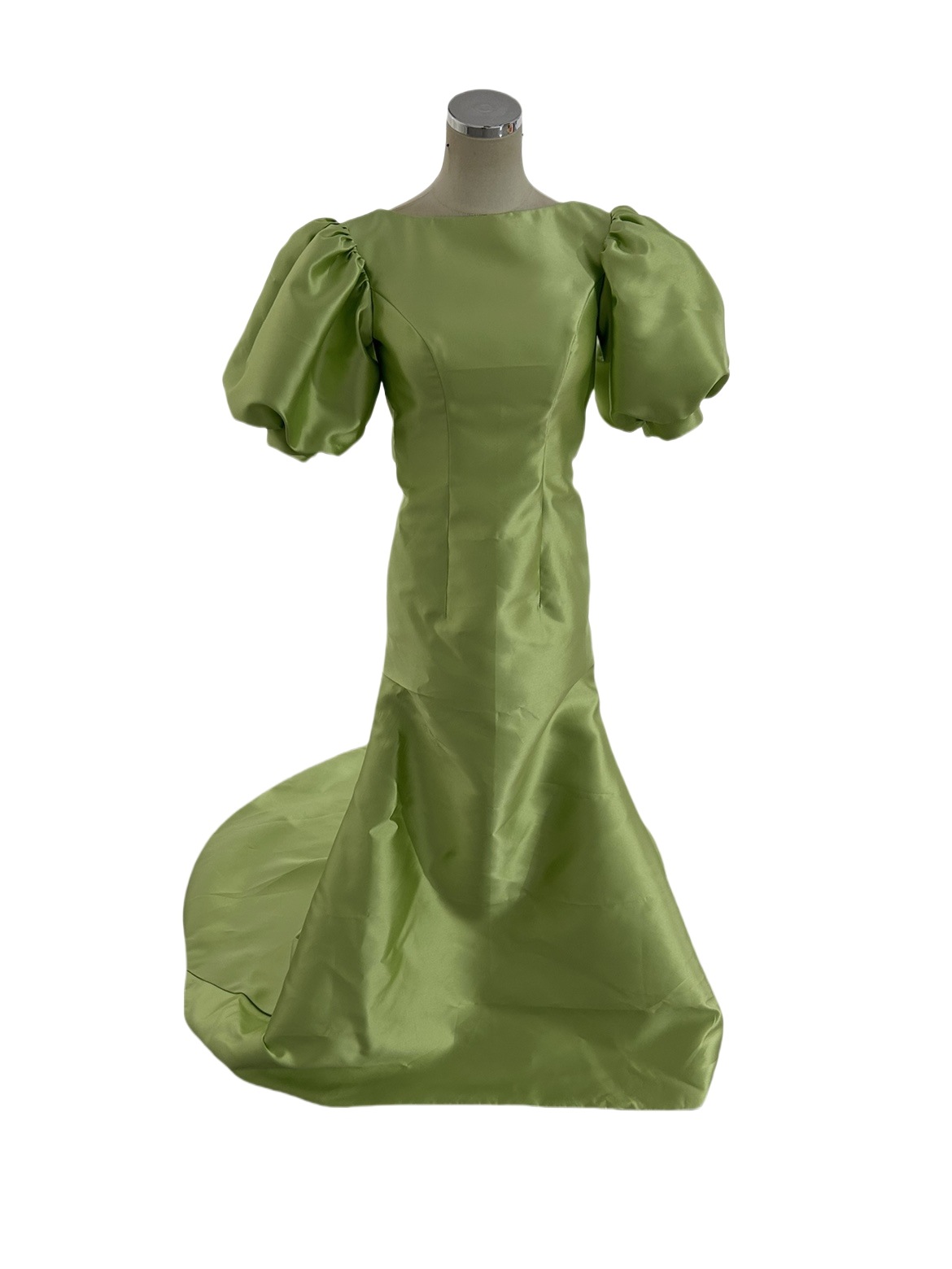 フレンチスリーブ パーティードレス ライムグリーン トレーン 二次会/合コン/デート