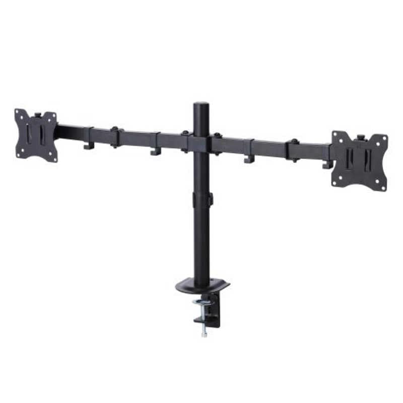 モニターアーム デュアル 2画面 アーム ( 17～32インチ 耐荷重9kg VESA規格 ディスプレイ モニター 対応 ) クランプ＆グロメット式 ケーブル収納　DPA-DN01BK