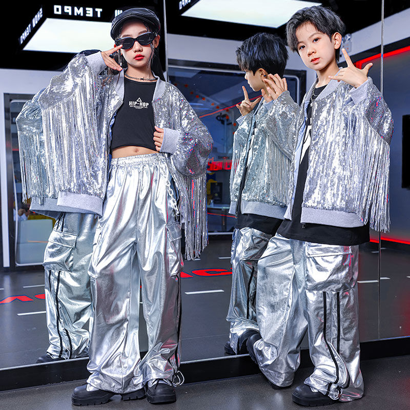 【70% 買戻し率】児童街舞潮服男女児童hiphop流蘇が少年爆街元日舞台ショー衣装を披露する