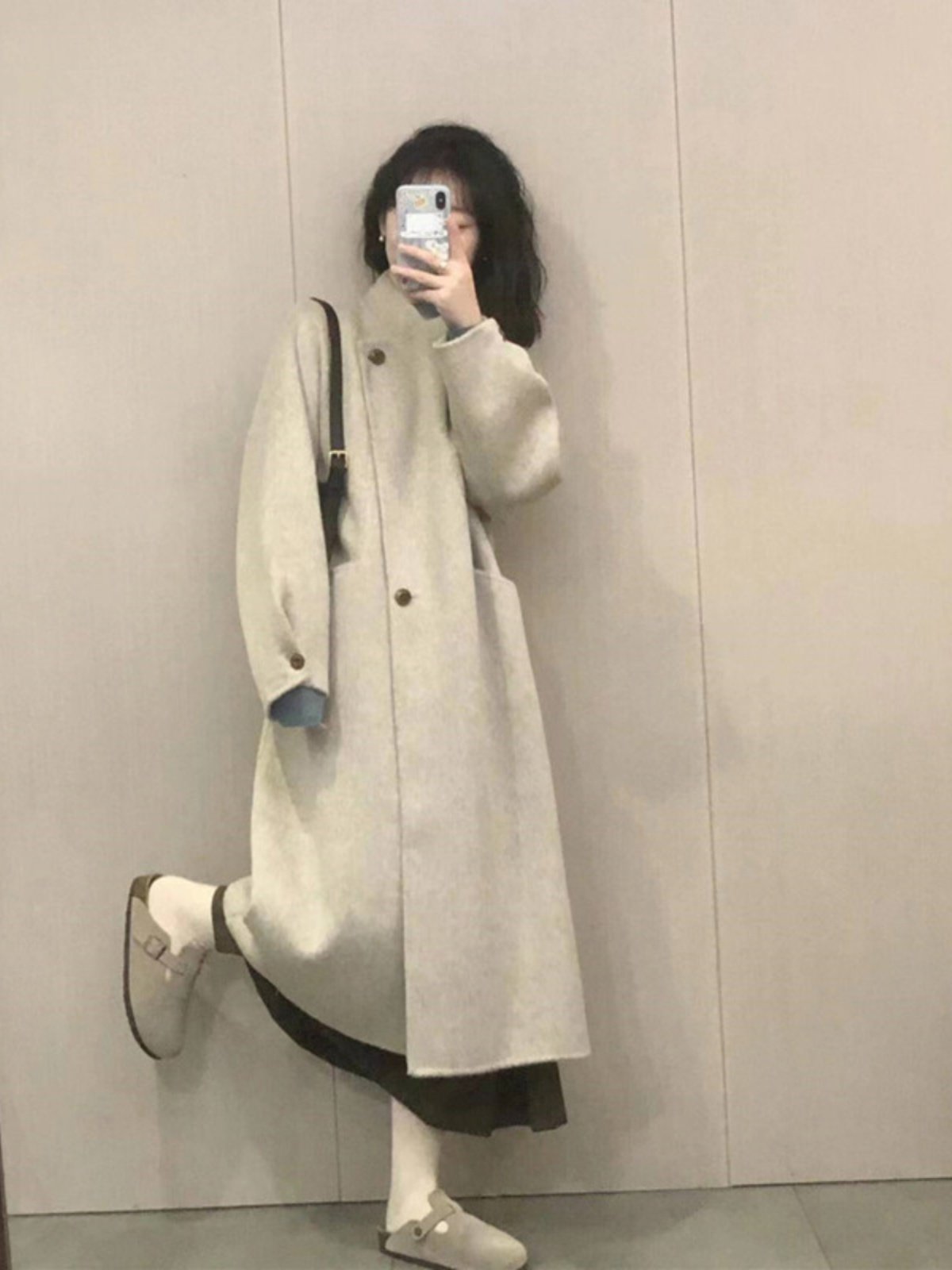 小柄さんにこそ着てほしい ロングコート レディース 冬 ウール調 厚手 コート アウター 小さいサイズ グレー黒ドロップショルダーオーバーサイズ 韓国ファッション暖かい防寒真冬 2026