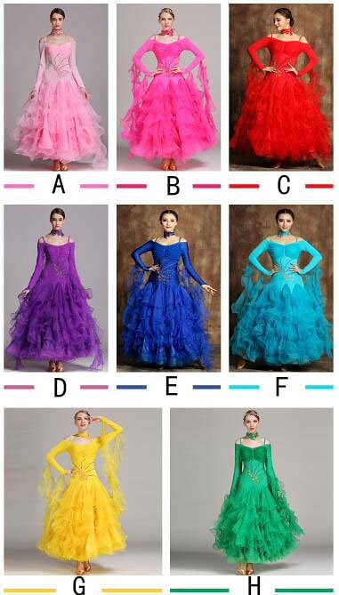 「品質良い 社交ダンス専用」ダンス ドレス 優雅 演出服競技用 ワルツドレス 高級感 エレガント 人