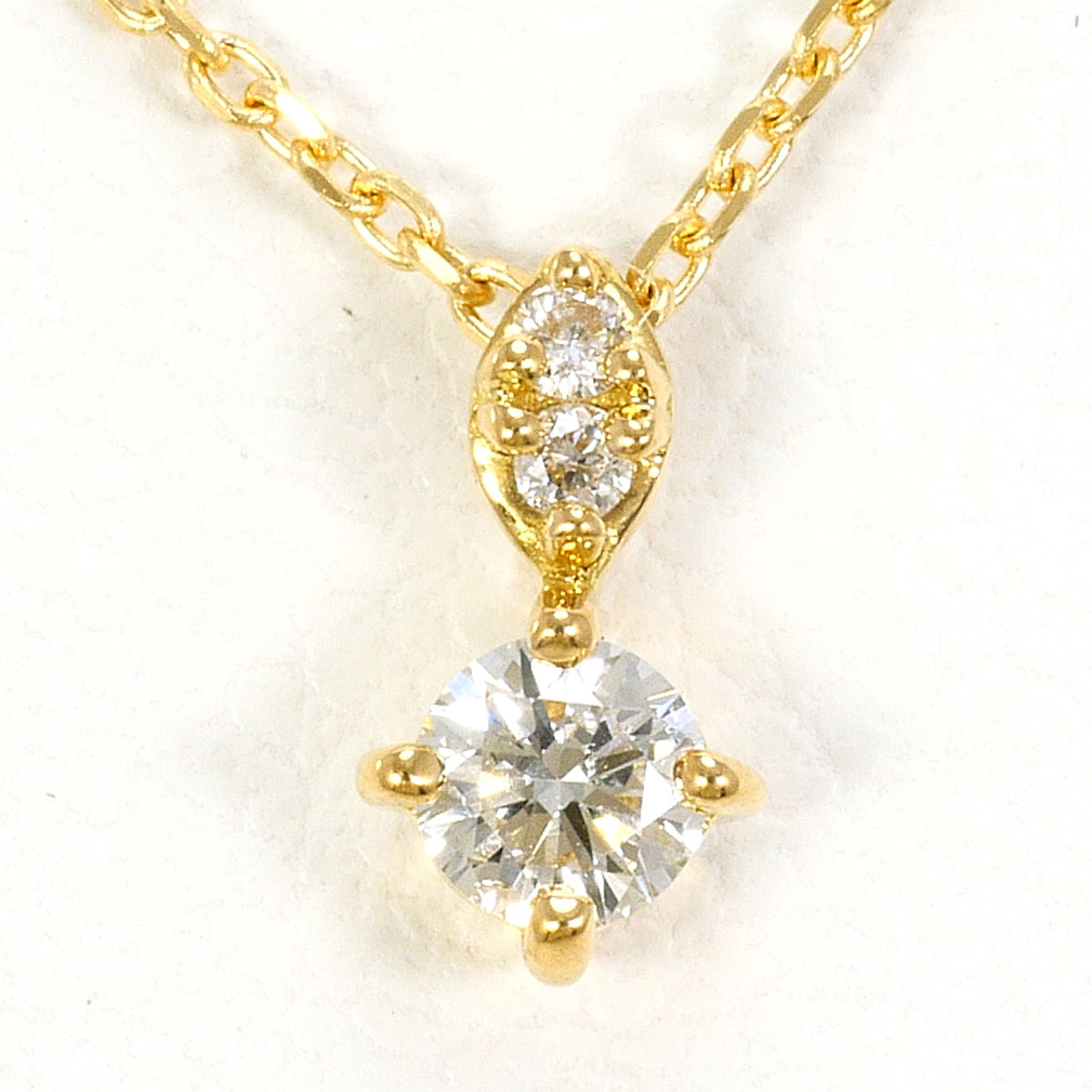 K18 18金 YG イエローゴールド ネックレス ダイヤモンド 0.10 ct 総重量約1.7g 約45cm 中古