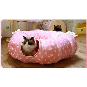 猫 トンネル 猫 ハウス 遊び場 ドーム型 ベッド猫 じゃらし付き 折り畳み可 進化版 春夏タイプ ４色登場