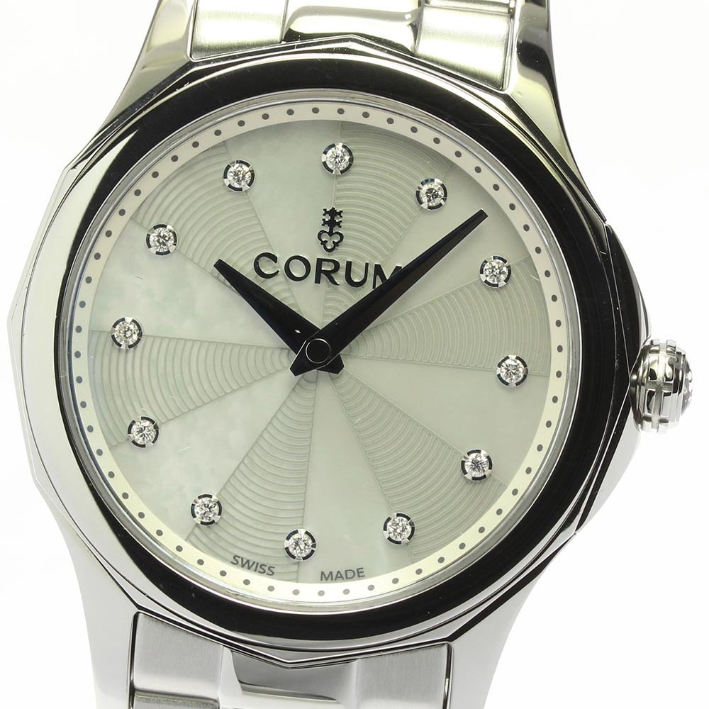 極美品箱取説保証書付き【CORUM】コルム アドミラルズカップ レジェンド 12Pダイヤ 020.100.20/V200 PN09 クォーツ レディース【中古】