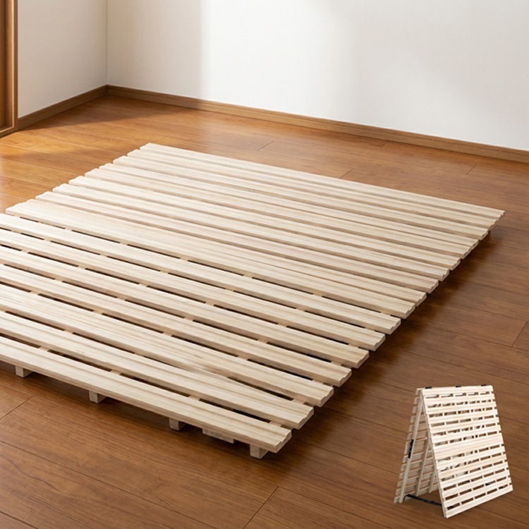 すのこベッド 2つ折り式 桐仕様 シングル 家具 インテリア ベッド マットレス ナチュラル