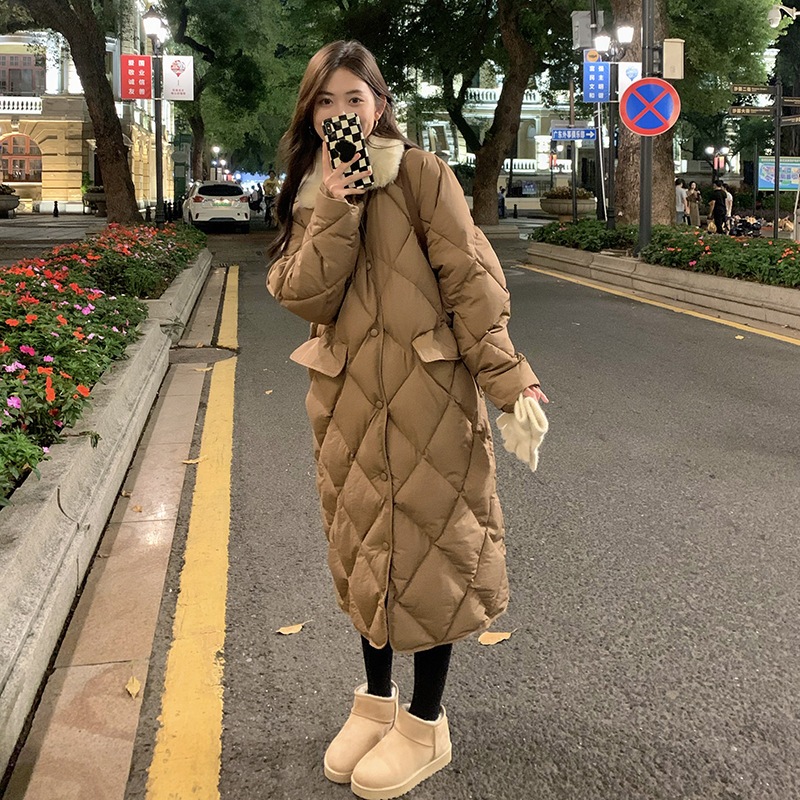 新入庫 コート レディース ダウンコート キルティングコート 中綿 オーバーコート ロング 上着 外套 菱形 防寒服 通勤 お出掛け 秋冬 女子アウター