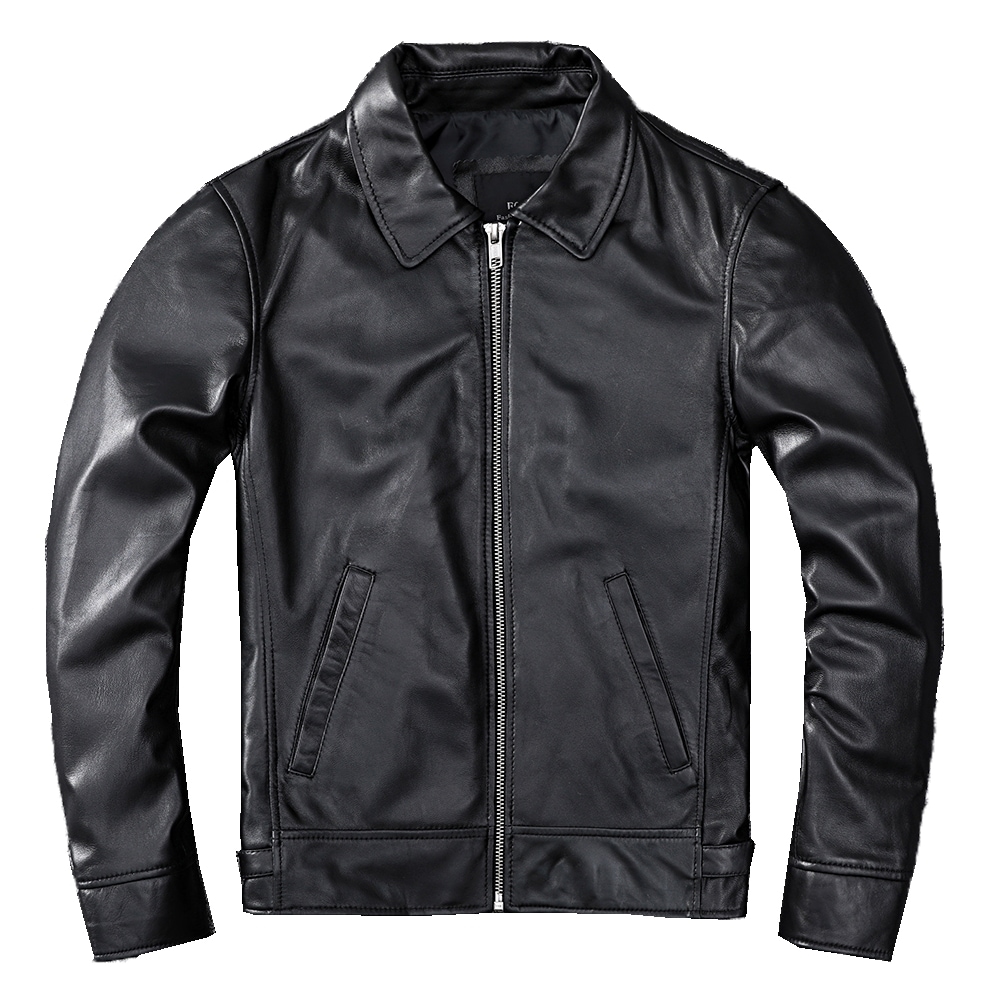 シープスキン海寧新しい本革ジャケットメンズショートレザージャケット薄いラペルビジネスカジュアルジャケット