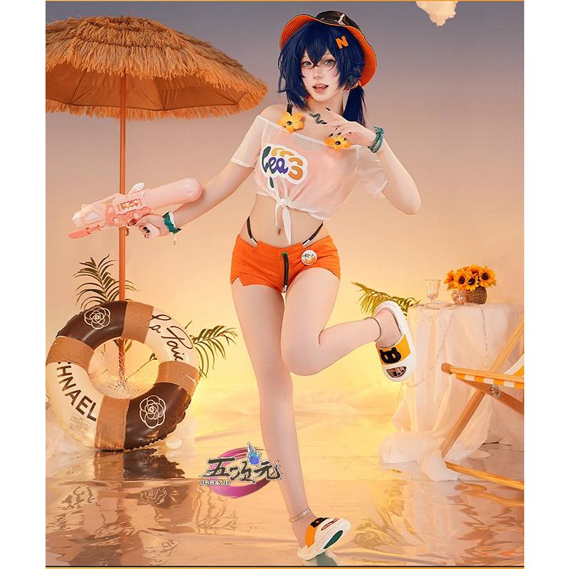 即納あり 五次元　ゼンレスゾーンゼロ　コスプレ　繩匠鈴　リン　夏色ブルースカイ　水着　ins大人気 ウィッグ　靴　髙!品!質