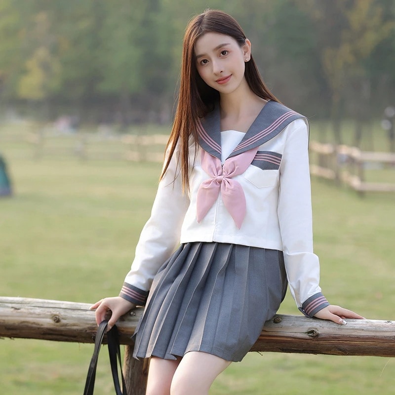 ロリータドレス 春夏 新作 制服 三点セット セーラー服 スカート セット JK プリーツ スカート