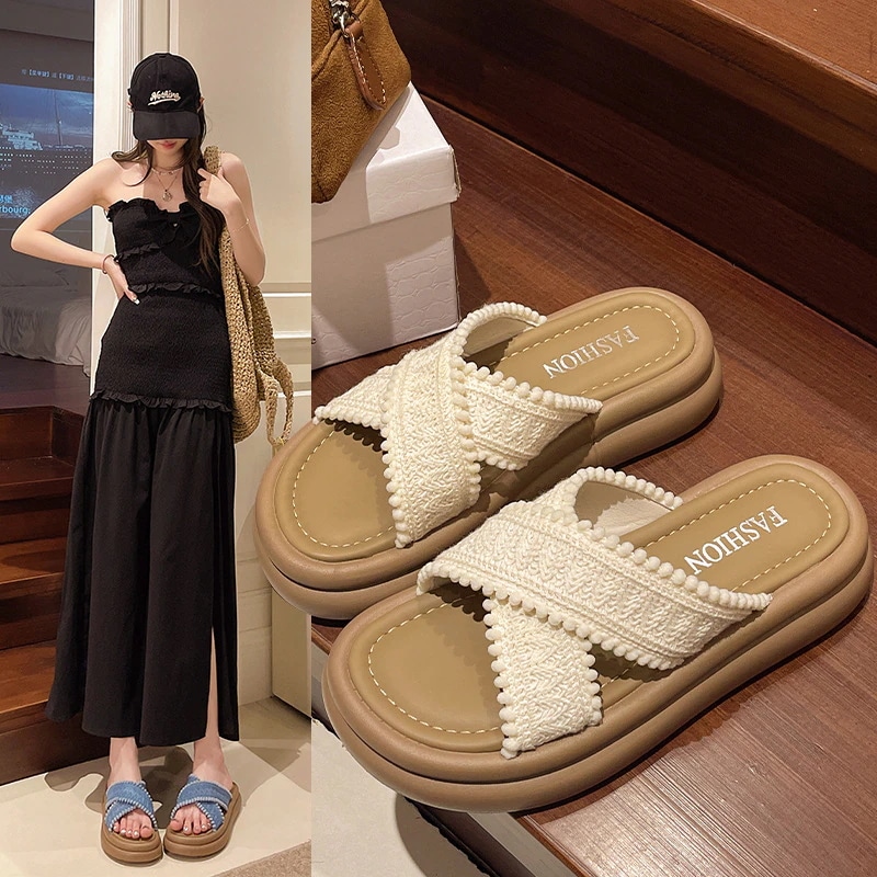 【超お得1つ買うと10個もらえる】メガ割サンダル レディース 新しい厚底スリッパ レディース フラットボトム ワンタッチクール スリッパ