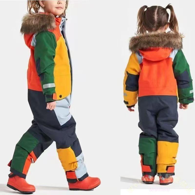 子供用スキーウェア つなぎ ジャンプスーツ 80160cm 防水防寒防風 雪遊びに暖かい キッズスノーボードウェア 冬の外遊び