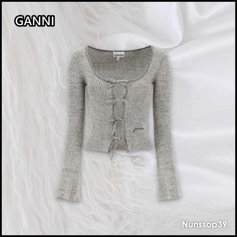 GANNI K2069 018 SPARKLE RIB BLOUSE カーディガン