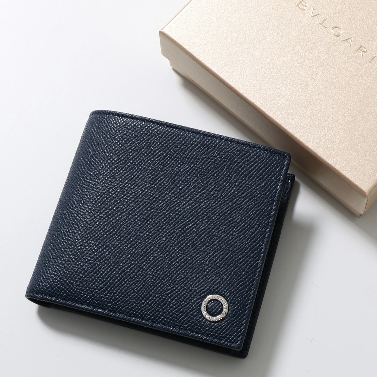 BVLGARI ブルガリ 二つ折り財布 BB MAN 39324 メンズ ミニ財布 小銭れあり レザー DENIM-SAPPHIRE