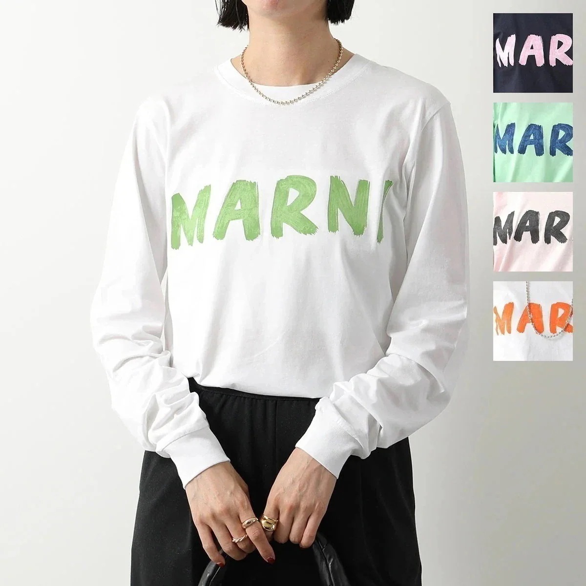 MARNI マルニ カットソー THJE0294P1 USCS11 レディース 長袖Tシャツ ロンT クルーネック ペイントロゴ カラー5色 【ts】