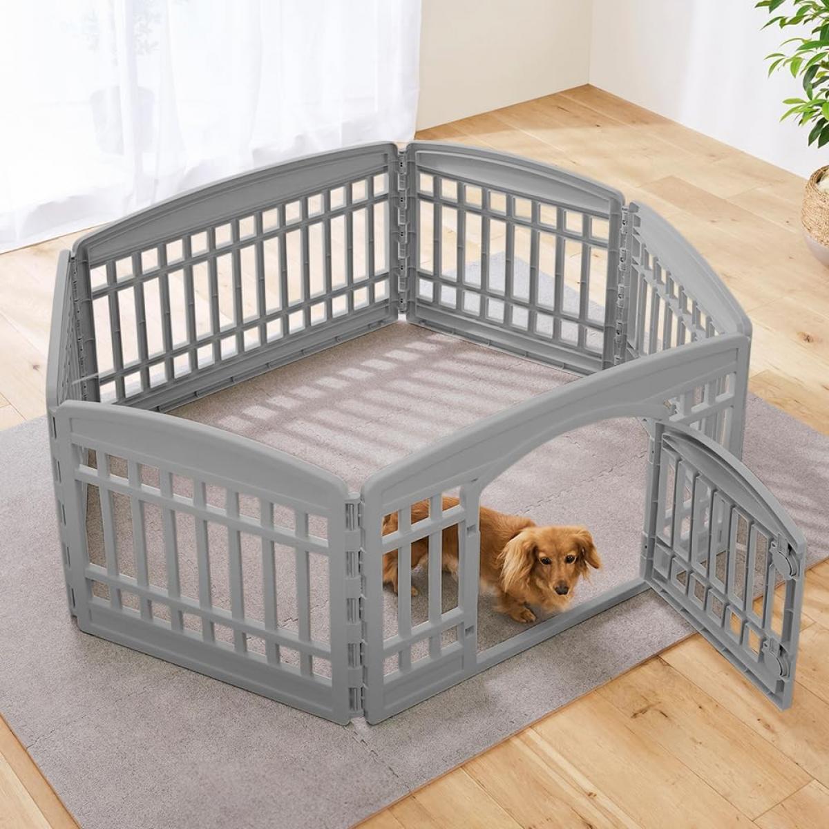 アイリスオーヤマ ペットサークル CI-606 グレー Lサイズ 犬小屋 ケージ サークル 折りたたみサークル フェンス ドッグハウス