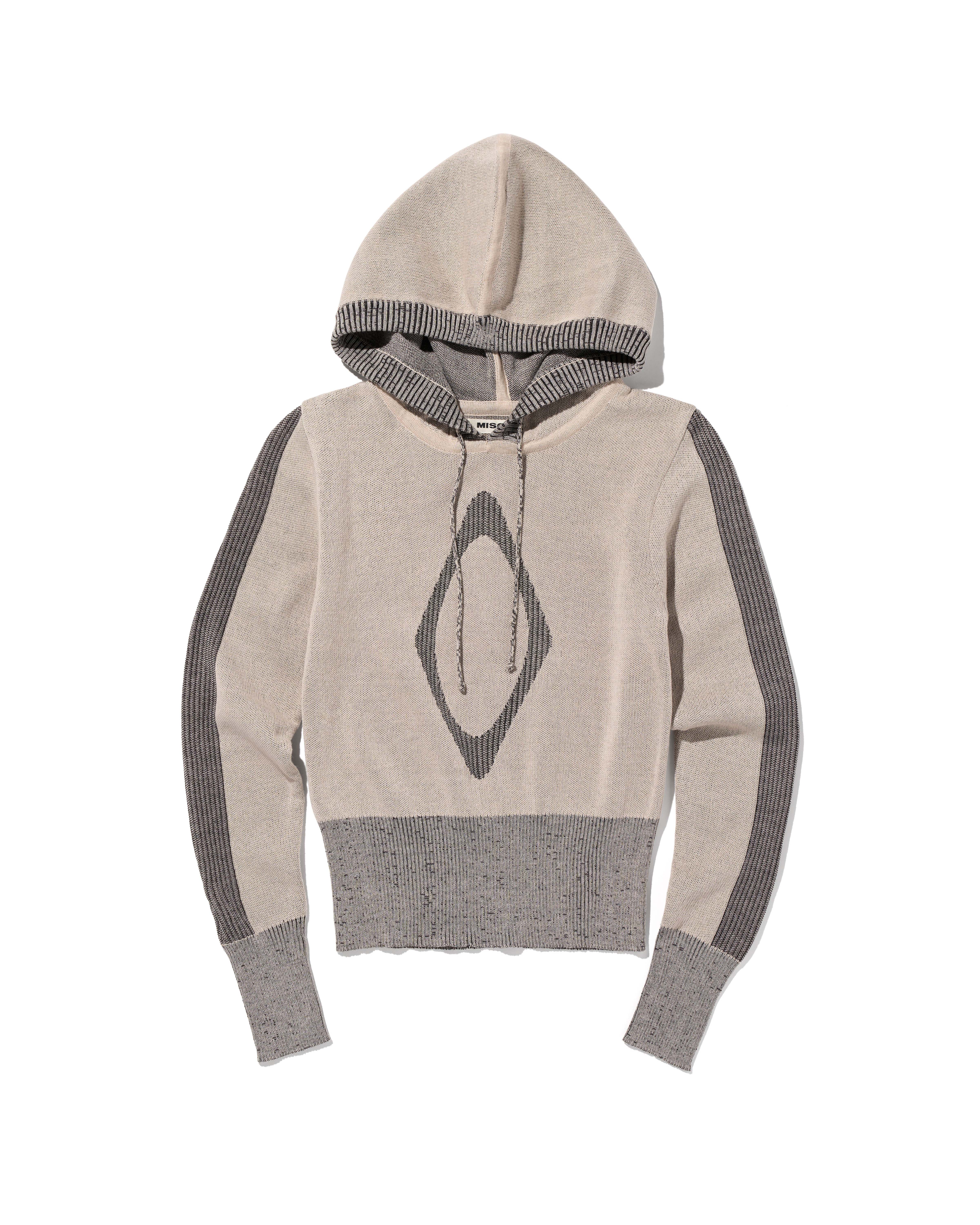 【MISCHIEF】 RHOMBUS KNIT HOODIE : BEIGE