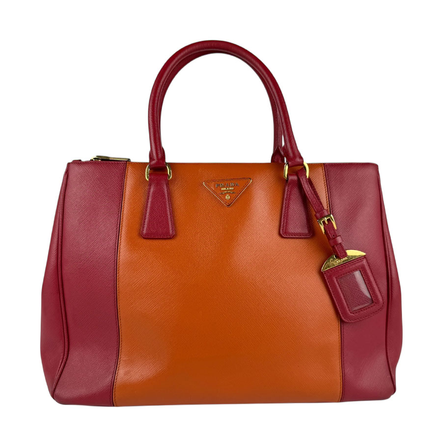 プラダ PRADA ハンドバッグ ショルダーバッグ レザー レッド/オレンジ ゴールド レディース z6609