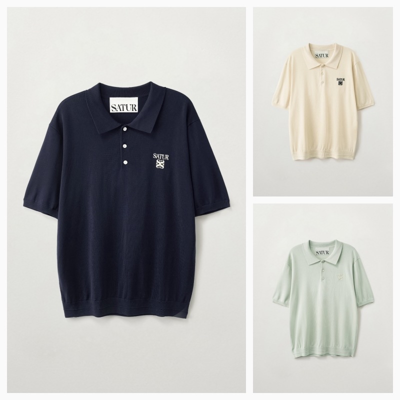 【SATUR】26SS (W) CLASSIC COLLAR HALF KNIT : 3COLORS