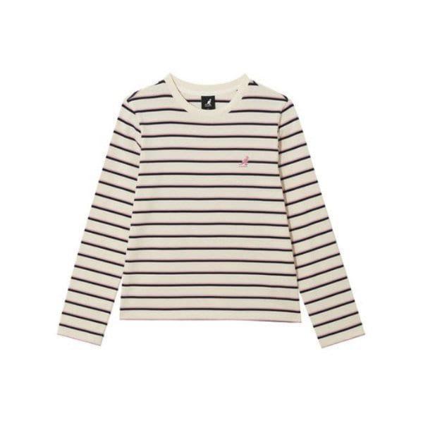 M 長袖Tシャツ CQK KRFW-LT35420IV ウーマンズ ストライプ 長袖 Tシャツ 3542 アイボリー