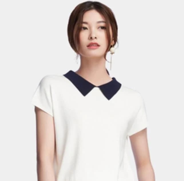 トップス ポロシャツ 2way 半袖 ワンマイルウェア ラウンドネック 襟付き ストレート かわいい きれいめ シンプル カジュアル 大人 上品 おしゃれ こなれ感 ラフ 存在感 無地 春 夏