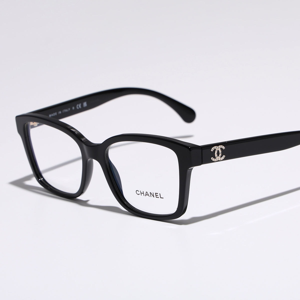CHANEL シャネル メガネ CH3451B レディース スクエア型 ウェリントン型 フルリム セルフレーム CCロゴ クリスタル 黒縁 めがね ダテ