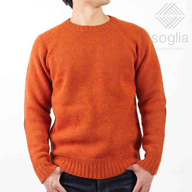 ソリア Sランドノア セーター メンズ・レディース トップス クルーネック ニット 日本製 Orange