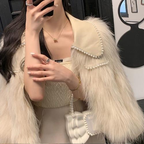 【急速出荷 2025年新作】フェイク ファーコート エコファー コート 韓国 ショート レディース アウター ファージャケット フェイクファー 無地 ラウンドネック 秋 冬 長袖 可愛い レザー オケ