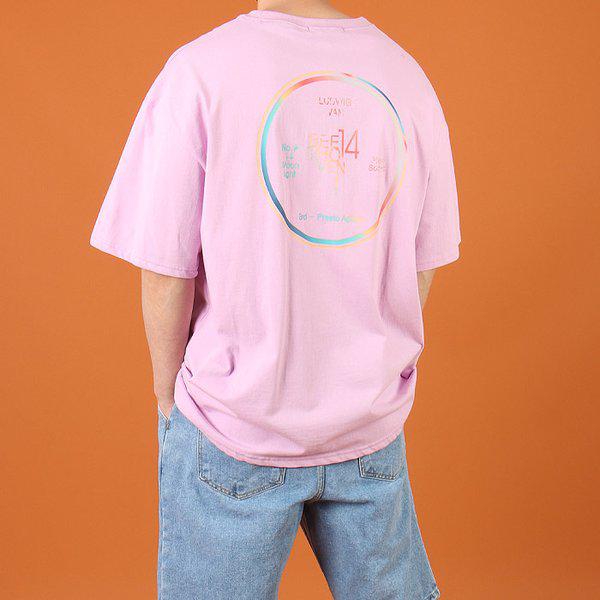 WWF14 メンズ ビッグサイズ オーバーフィット ソナタ プリント 半袖Tシャツ