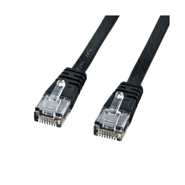 (5個セット) サンワサプライ カテゴリ6フラットケーブル2m（ブラック） KB-FL6-02BKNX5