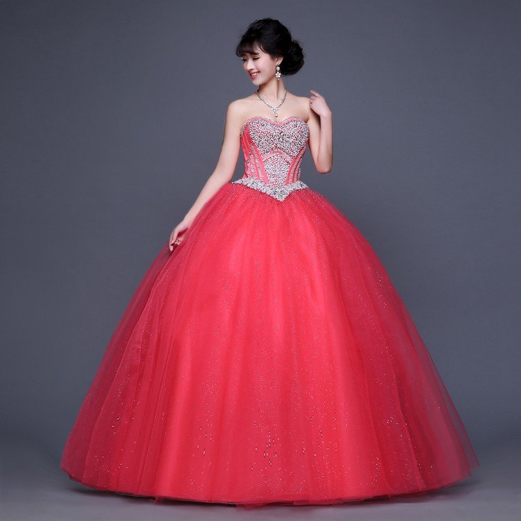 ロングドレス ウェディングドレス 花嫁ドレス カラードレス 結婚式ドレス 披露宴パーティードレス 写真撮影ドレス レッド