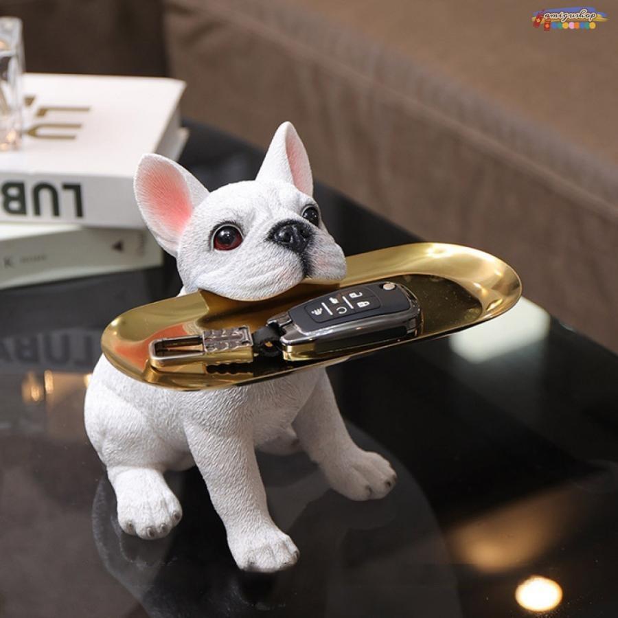 インテリア雑貨 皿を捧げる 置物 置物クラフト パグ 犬 ファッション 収納トレイ ドッグ ジュエリー 鍵 コイン リモコン 文房具 キャンディー皿 マスコット