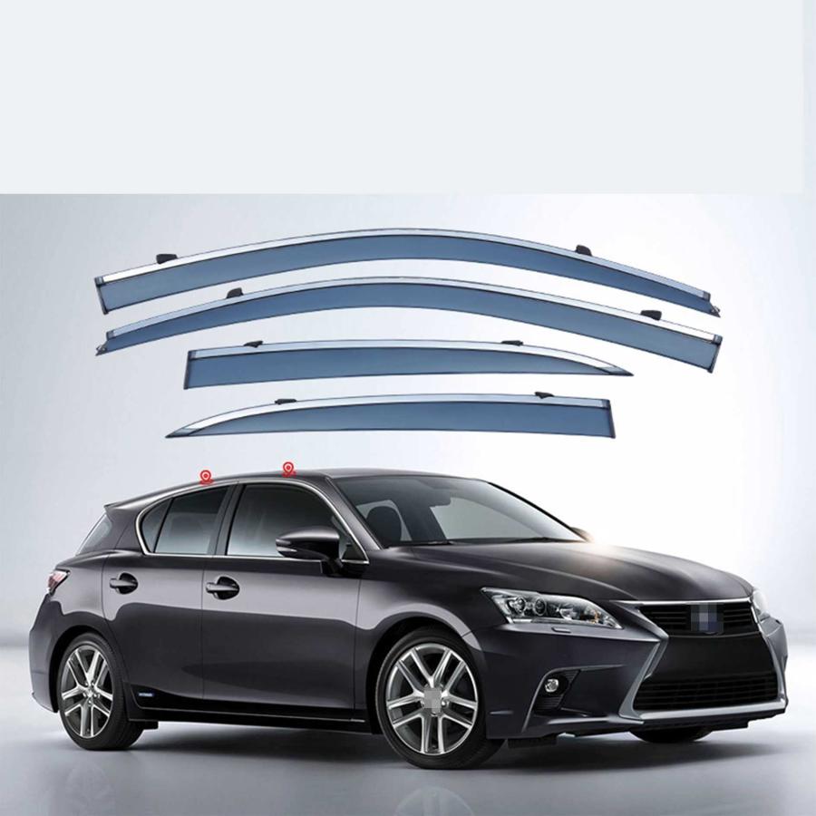 に適用 レクサス CT200H 2011-2021 車用サイドバイザー 車種専用ドアバイザー サイドバイザー カーレインシールド トリムカバー 雨除け 換気 ドアバイザー 半透