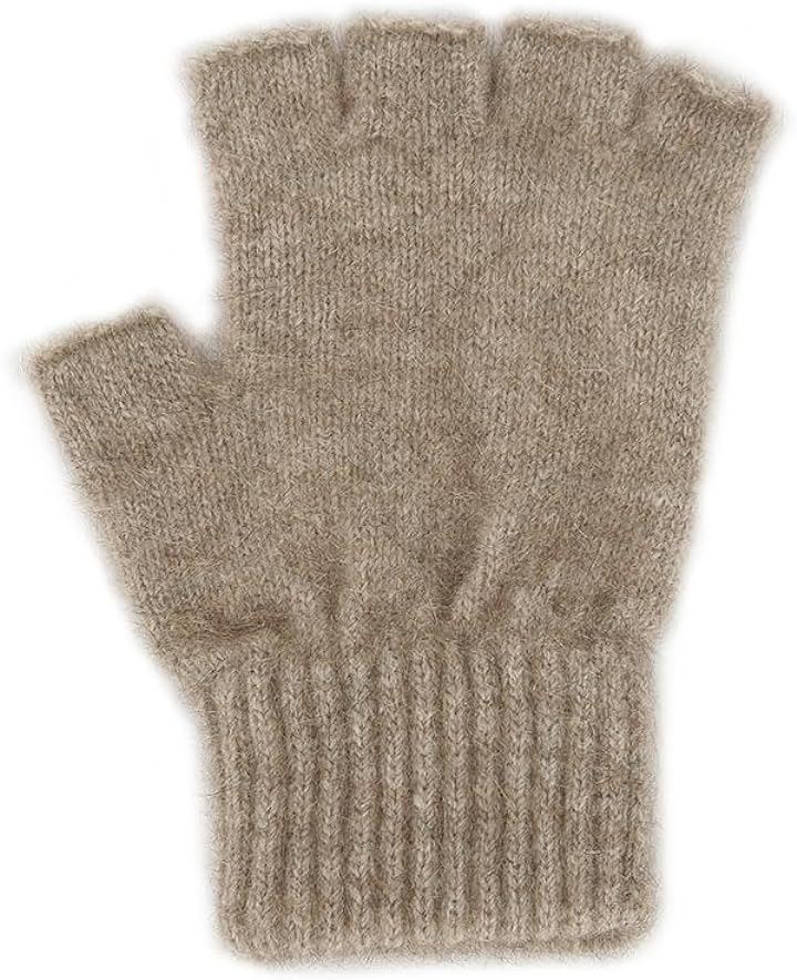 ポッサムメリノ 手袋 オープンフィンガーグローブ 防寒 防風 保温グローブ スマホ対応 男女兼用 暖かい ふわふわ ウール手袋( ナチュラル, L)