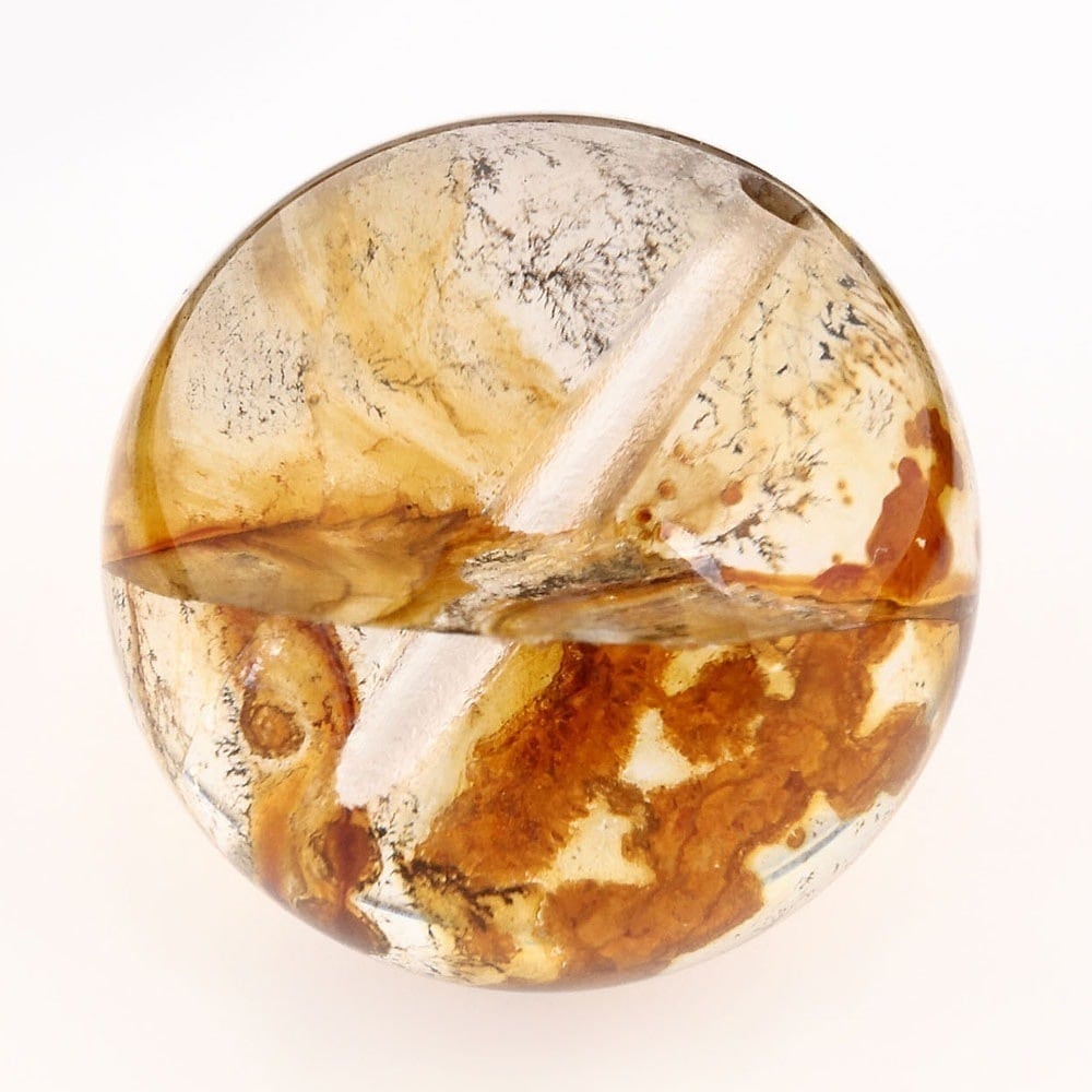 「1点もの 現品」 1粒売り 天然 オーラクォーツ ブラジル産 14mm パワーストーン バラ売り 天然石 パワーストーン ばら売り ビーズ 穴あき 1玉売り アクセサリー パ zz000122-zr