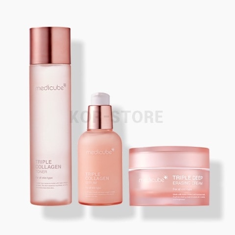 コラーゲン 3点セット(トリプルコラーゲントナー3.0 140ml トリプルコラーゲンセラム3.0 55ml+トリプル ディープ イレイジング クリーム 50ml)