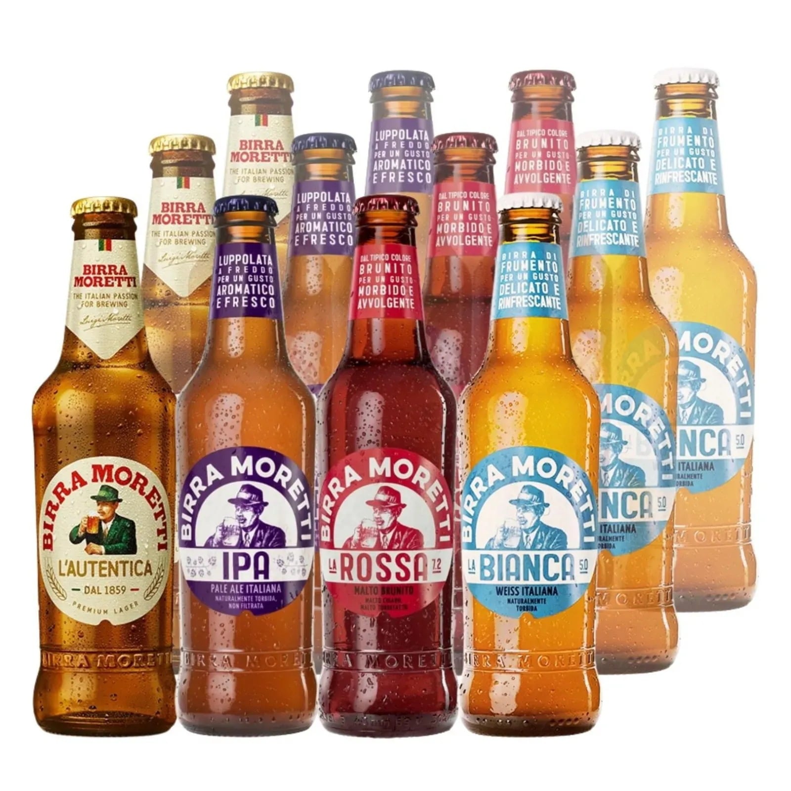 [12本セット] モレッティ 瓶ビール 飲み比べセット 330ml × 12本 （モレッティ×3本＆IPA×3本ラ・ロッサ×3本＆ラ・ビアンカ×3本）