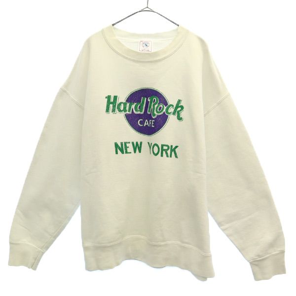 USA製 ハードロックカフェ ハードロックカフェ プリント 長袖 スウェット トレーナー XL ホワイト 裏起毛 メンズ