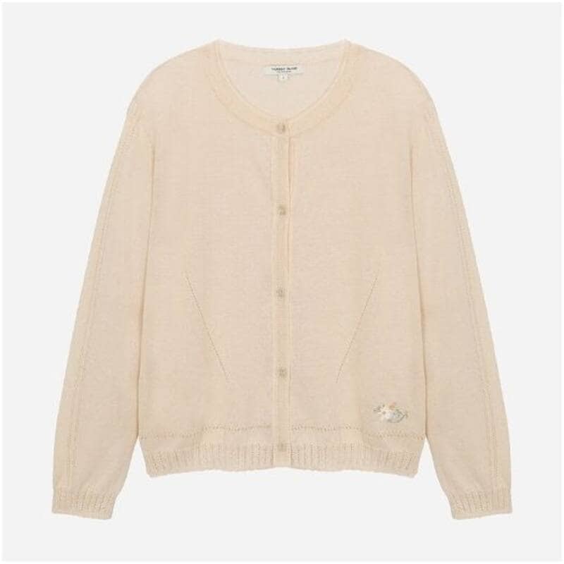 フラワー刺繍のラウンドネックカーディガン T264MCD238W