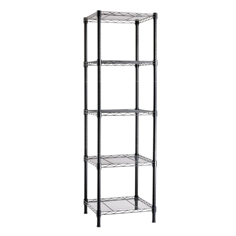ベーシック 5段スリムスチールラック 棚 メタルラック キッチンラック 耐荷重340kg 幅41cm x 奥行41cm x 高さ137cm ブラック