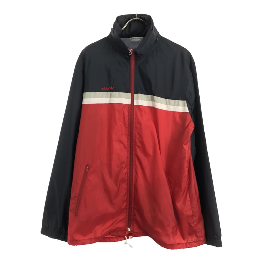 70s 80s ヴィンテージ デサント製 トレフォイルロゴ刺繍 ナイロンジャケット May-94 ブラック×レッド オールド メンズ 6,142円